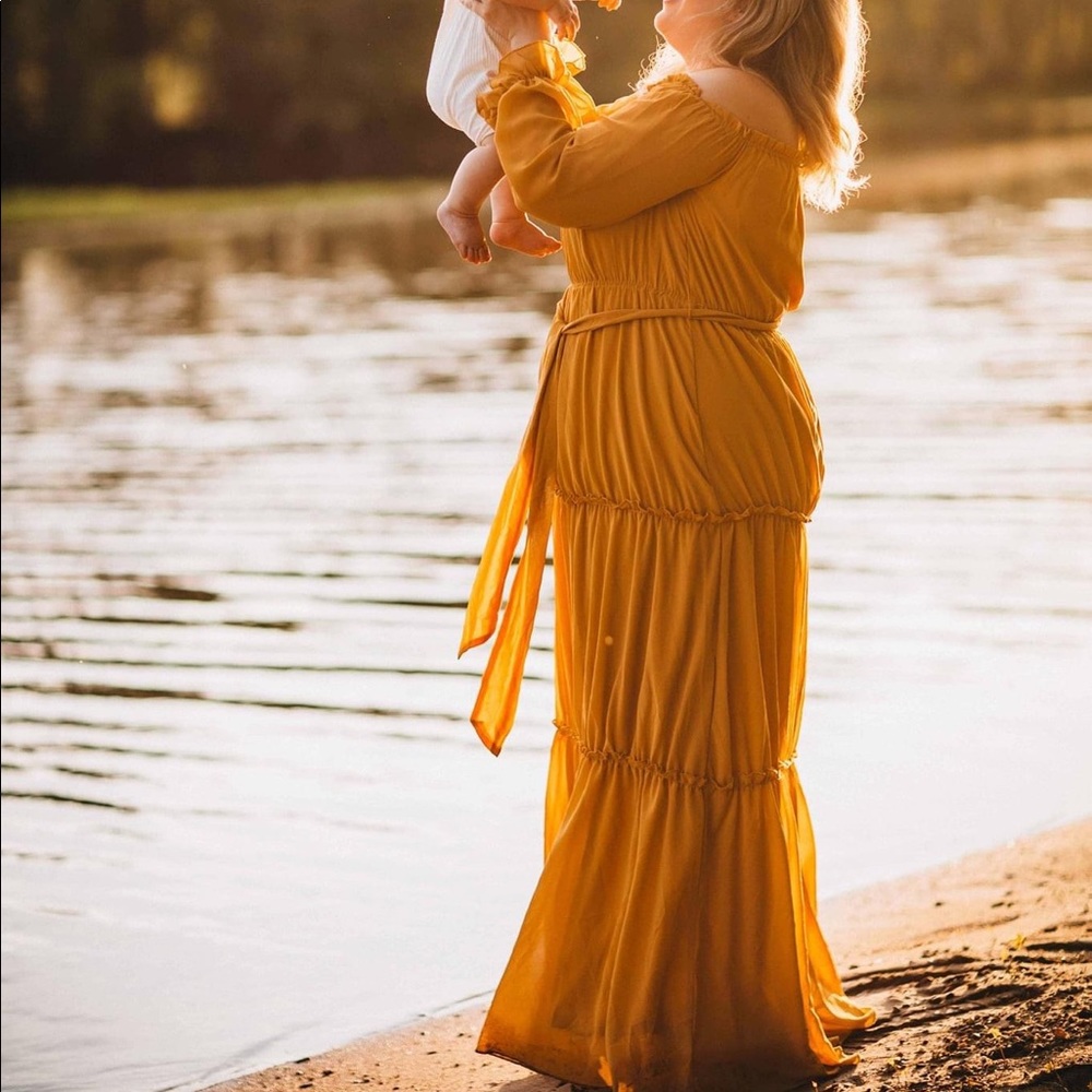 Baltic Born Mustard Off Shoulder Maxi Dress xxl